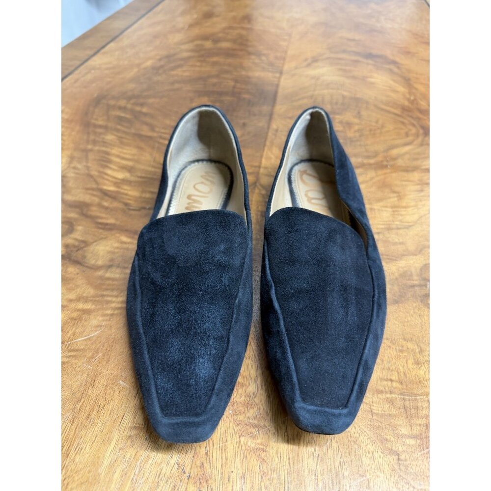 Sam Edelman Women's 9 Black Suede Emelie Square Toe Loafer Flats Leather Preppy